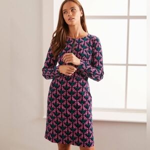 Boden Pink and Black Lovebird Cord Dress